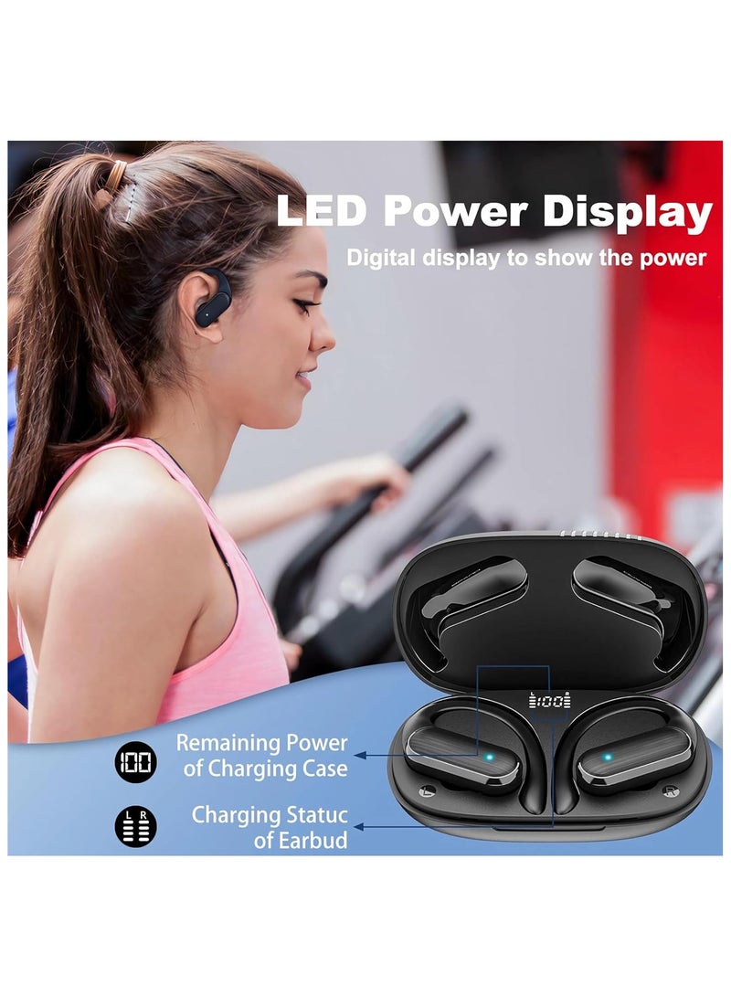 JBLTM Wireless Earbuds Bluetooth Headphones 48Hrs Playtime Ear Buds IPX7 Waterproof Headphones Power Display Earphones with Earhook Premium Deep Bass Over-Ear Headsets for TV Phone Latptop Black - Image 5