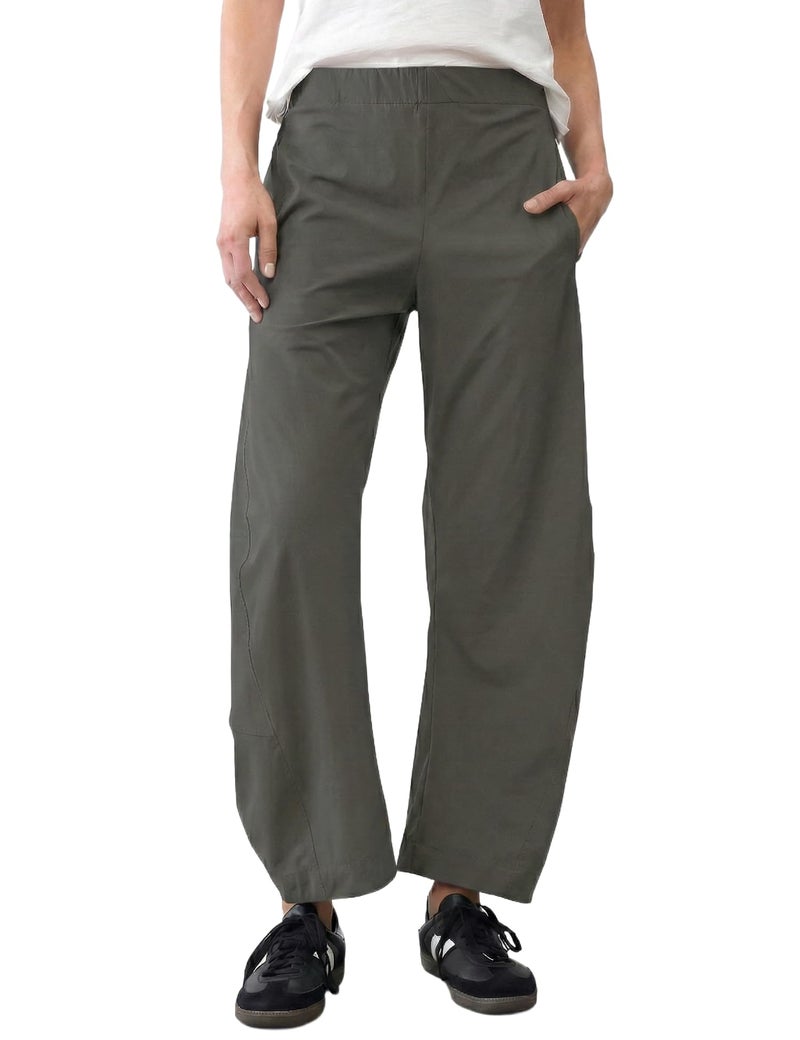 LOMON Wide Leg Barrel Pants for Women Stretch Comfy Barrel Travel Golf Baggy Carpri Crop Trousers 2026 Outfit, Graphite - Image 1