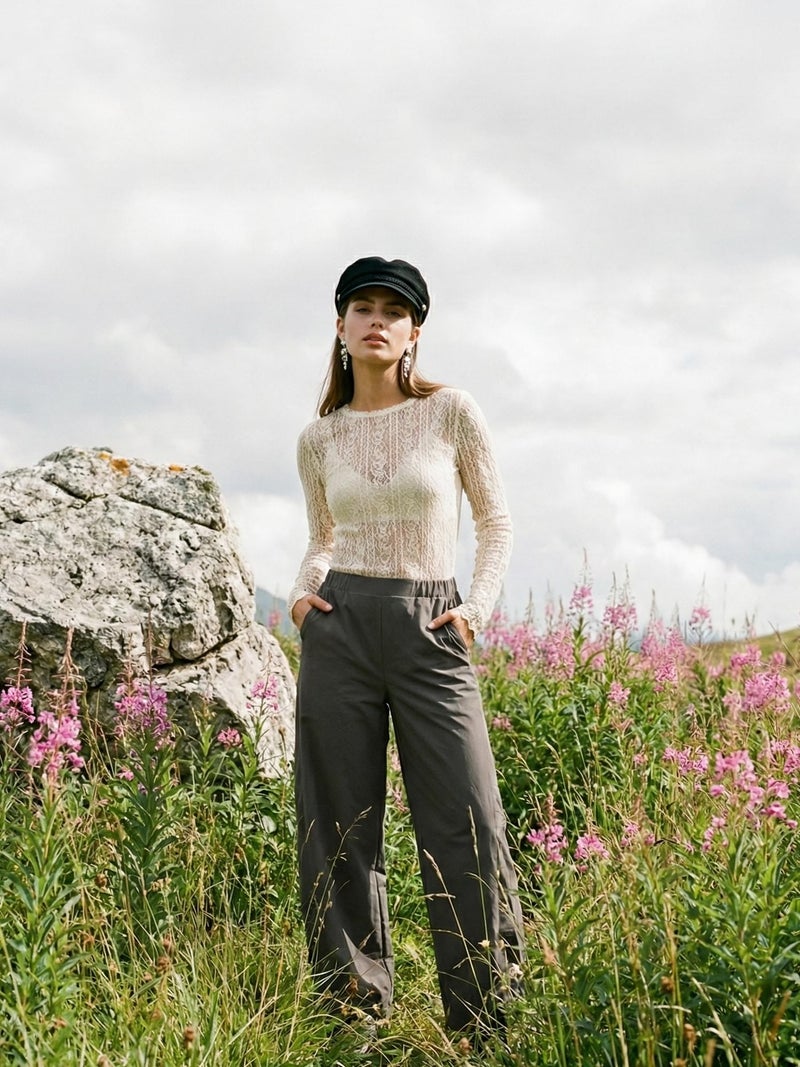 LOMON Wide Leg Barrel Pants for Women Stretch Comfy Barrel Travel Golf Baggy Carpri Crop Trousers 2026 Outfit, Graphite - Image 3