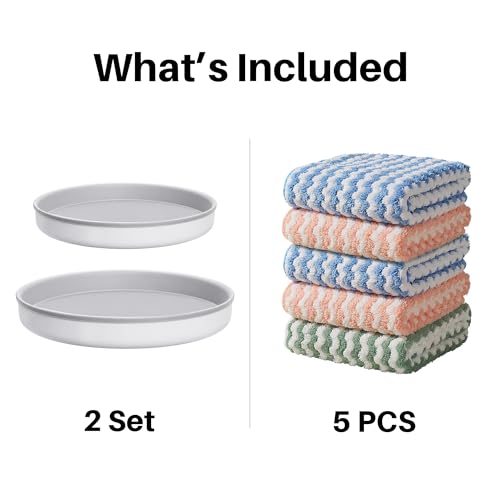 JOYMOOP Microfiber Cleaning Cloth 5 PCS Kitchen Towels10 x 10 Absorbent Streak Free Lint Cleaning Cloths Reusable and Washable Dish Rags with 12 and 10 Lazy Susan Organizer - Image 3
