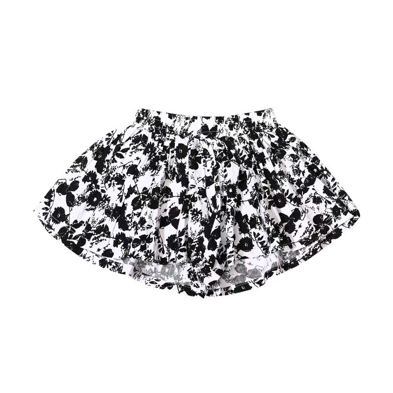 Floral Girls Skort 2023 Summer New Korean Fashion Sweet Kids Shorts Ink painting 006 