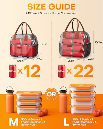 HOTOR Lunch Bag for Women Men WearResistant Insulated Lunch Box with Large Capacity MultiFunctional Cooler Bag for Office Picnic Blossom Beige 10L 1060 x 590 x 950 - Image 3
