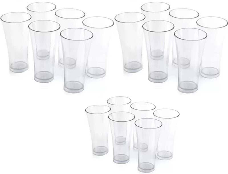 SHRIYAM CRAFTS Drinking Glasses for Water Juice for Dining Table Home Kitchen Party Restaurant 200 ml Plastic Glass Pack of 18 - Image 1