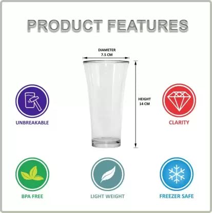 SHRIYAM CRAFTS Drinking Glasses for Water Juice for Dining Table Home Kitchen Party Restaurant 200 ml Plastic Glass Pack of 18 - Image 4