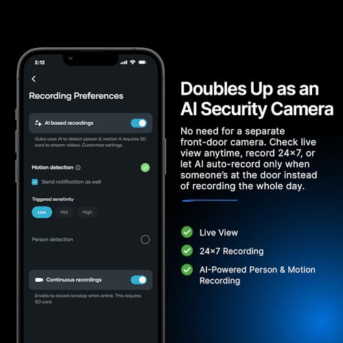 Qubo Smart Wi-Fi Video Doorbell Pro 2K from Hero Group | Instant Phone Visitor Video Call | Intruder Alarm | 3MP 1296P Resolution | 2-Way Talk | NightPulse Vision - Image 5