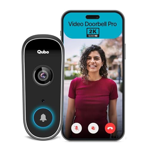 Qubo Smart Wi-Fi Video Doorbell Pro 2K from Hero Group | Instant Phone Visitor Video Call | Intruder Alarm | 3MP 1296P Resolution | 2-Way Talk | NightPulse Vision - Image 1
