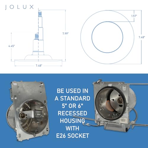 Jolux 4-Pack 5/6" LED Can Lights Retrofit Recessed Lighting,12W=60W,2700K SoftWhite,800 Lumens,Dimmable Adjustable Retrofit Downlight,ETL,Damp Rated,Simple Installation Can Lights,Bevel Trim - Image 4