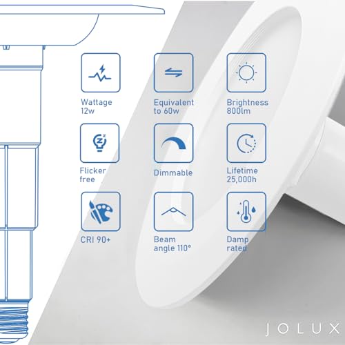 Jolux 4-Pack 5/6" LED Can Lights Retrofit Recessed Lighting,12W=60W,2700K SoftWhite,800 Lumens,Dimmable Adjustable Retrofit Downlight,ETL,Damp Rated,Simple Installation Can Lights,Bevel Trim - Image 3