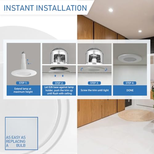 Jolux 4-Pack 5/6" LED Can Lights Retrofit Recessed Lighting,12W=60W,2700K SoftWhite,800 Lumens,Dimmable Adjustable Retrofit Downlight,ETL,Damp Rated,Simple Installation Can Lights,Bevel Trim - Image 5