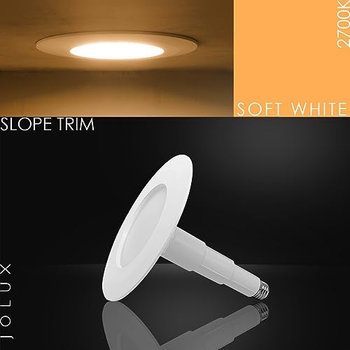 Jolux 4-Pack 5/6" LED Can Lights Retrofit Recessed Lighting,12W=60W,2700K SoftWhite,800 Lumens,Dimmable Adjustable Retrofit Downlight,ETL,Damp Rated,Simple Installation Can Lights,Bevel Trim - Image 2