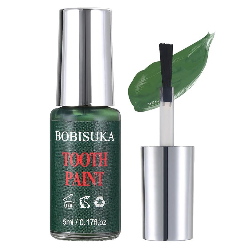 BOBISUKA BOBISUKA Green Tooth Paint, Professional Green Teeth Makeup Solution - Safe, Quick Dry & Realistic, Perfect for Cosplay, Halloween Makeup, Theater, and Special Effects (5 ml)