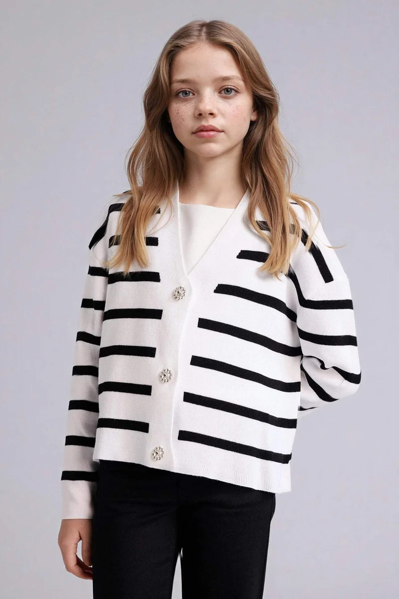 DeFacto Girl Regular Fit V-Neck Cardigan