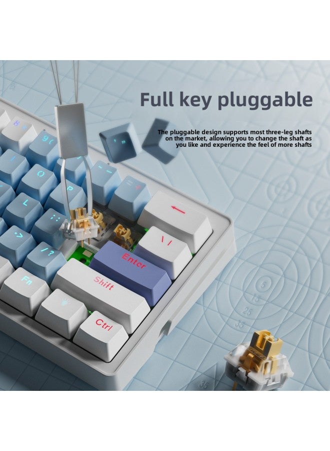 AG61 Keyboard Portuguese Russian Thai Spanish Keycap Wired Gaming E-sports Keyboard Mute Mechanical Keyboard-Color:61-key Russian/black  Office Silent Axis - Image 4