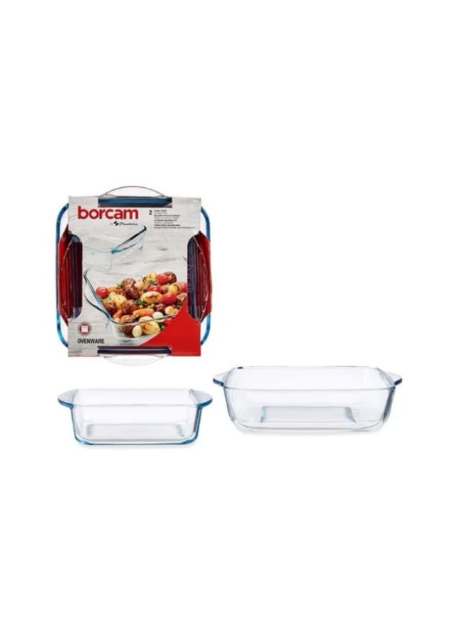 بوركام طقم طاجن بوركام زجاجي صغير للفرن – قطعتان – (1950 مل، 1040 مل) – صنع في تركيا - Image 3