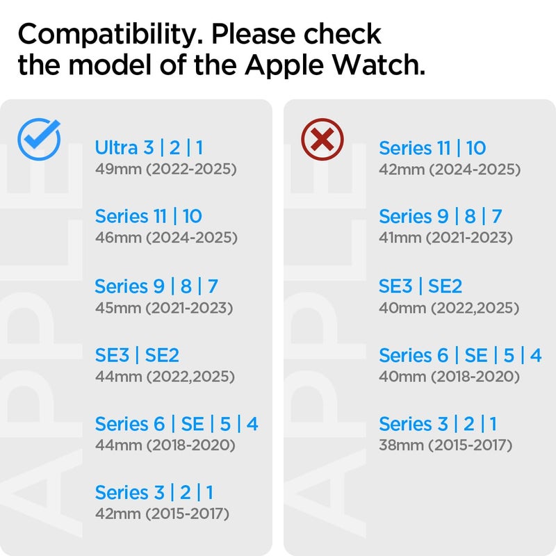 Spigen حزام ساعة سبجن أثليكس إير مصمم لساعة آبل متوافق مع ألترا 2/1 49 مم، سلسلة 10 46 مم، 9/8/7 45 مم، SE2/SE/6/5/4 44 مم، 3/2/1 42 مم - Image 2