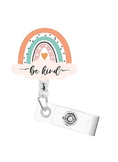 VOCHIC Retractable Badge Holders Nurse Badge Reel Rainbow Boho Be Kind Cute Nursing Badge Reel Badge Holder With Swivel Clip Badge Reels Retractable For Nurses Doctor Medical Student Teacher Work Office  - Image 1