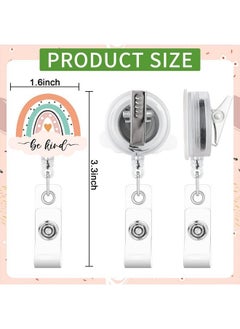 VOCHIC Retractable Badge Holders Nurse Badge Reel Rainbow Boho Be Kind Cute Nursing Badge Reel Badge Holder With Swivel Clip Badge Reels Retractable For Nurses Doctor Medical Student Teacher Work Office  - Image 3