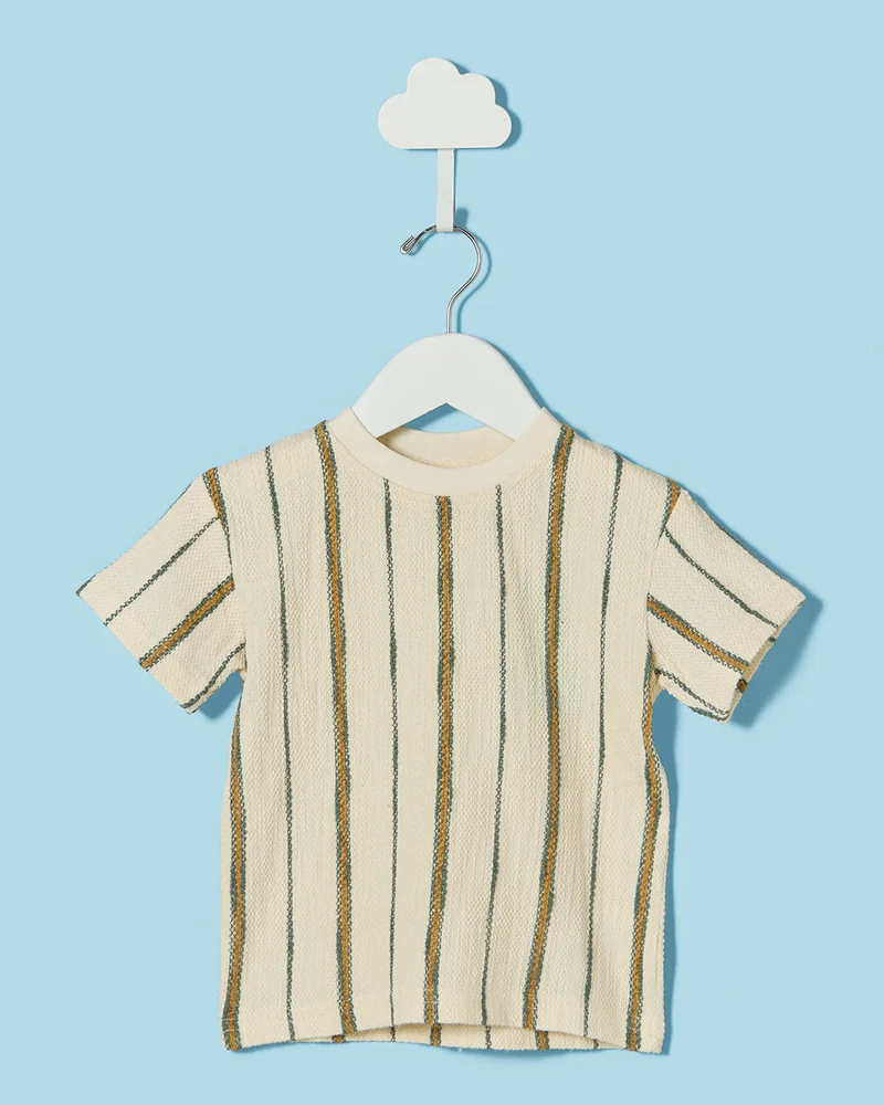 REDTAG Infant Boys Striped Jacquard T-Shirt