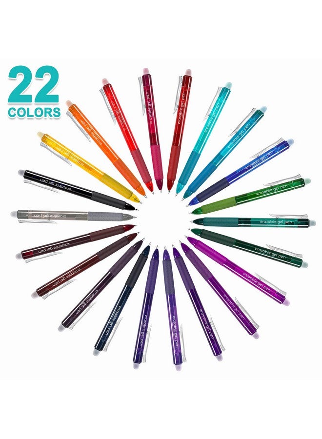 Lineon Le Gel Pens, 22 Colors Lineon Retractable Erasable Pens Clicker, Fine Point, Make Mistakes Disappear, Assorted Color Inks For Drawing Writing Planner And Crossword Puzzles - Image 2