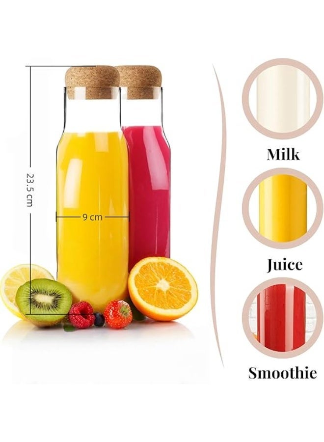 Jaffiust 2 PCS Glass Carafe with Stopper - 800ml Fridge Borosilicate Glass Milk Bottle Water Pitcher with Lid - Laundry Powder Storage - Image 2