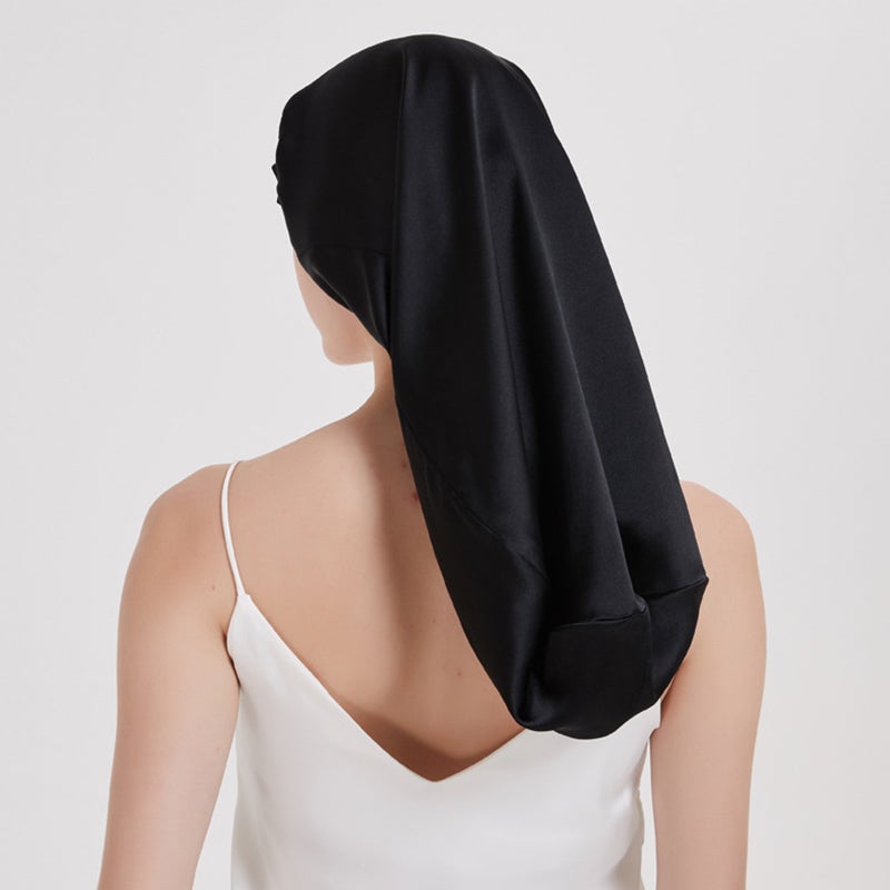 Adjustable Elastic Silk Long Sleep Cap Postpartum Household Hair Care Sleep Cap - Image 3