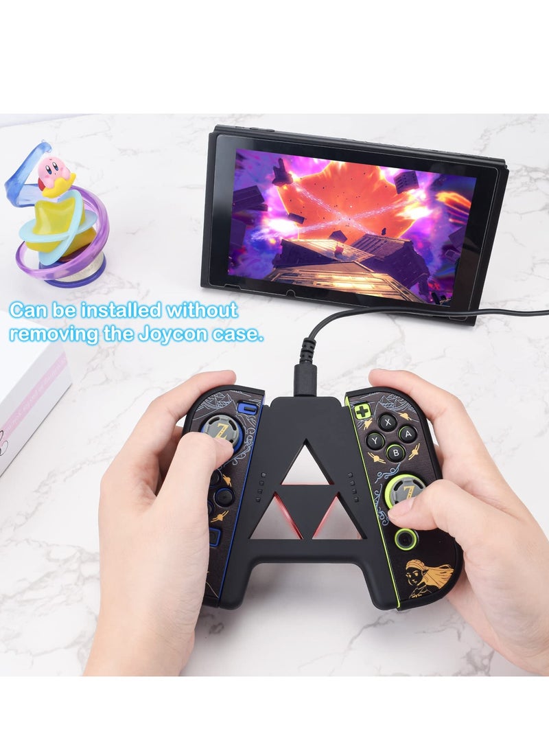 SYOSI Joy Con Charging Grip Compatible with Nintendo Switch & Oled Model, Potable Slide Joy Con Charger Controller Comfort Handle with Indicators, Type-C Data Cable Speed Charge While Play  - Image 5