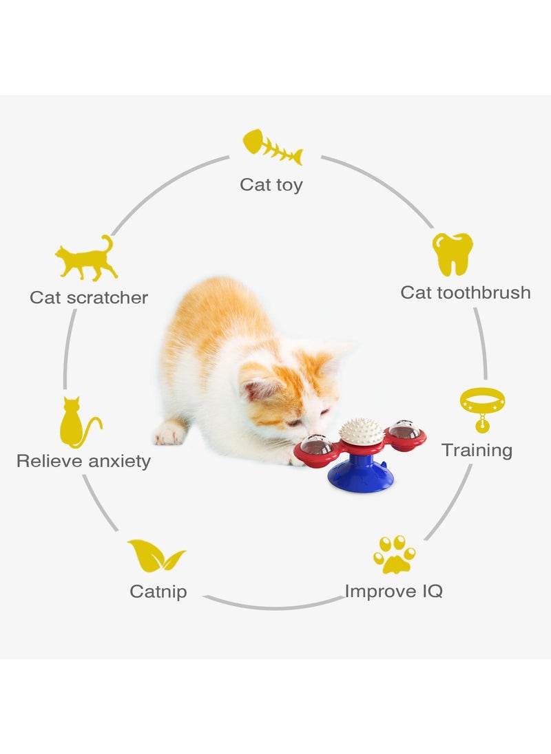YACHIPET - Interactive Cat Toy Rotating Suction Cup with Catnip and Toothbrush for Teeth Cleaning and Anxiety Relief - Image 1