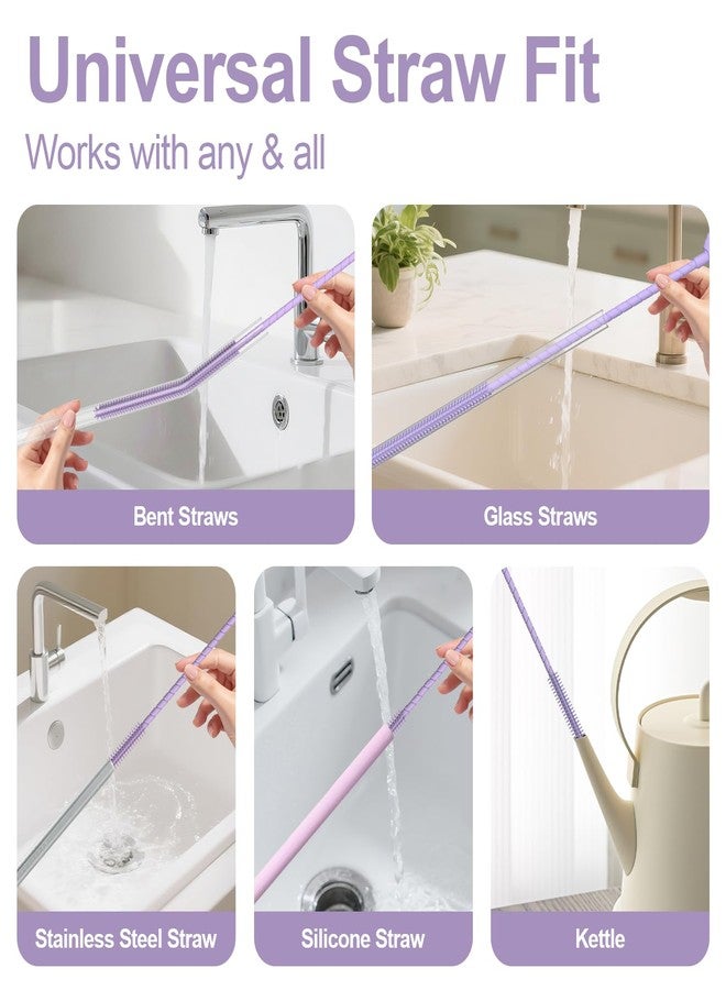 YOTIME Silicone Straw Cleaner Brush, 2 Pcs Reusable Straw Brush(6mm+9mm) for Cleaning Narrow & Wide Straws, Tumblers, Purple - Image 5