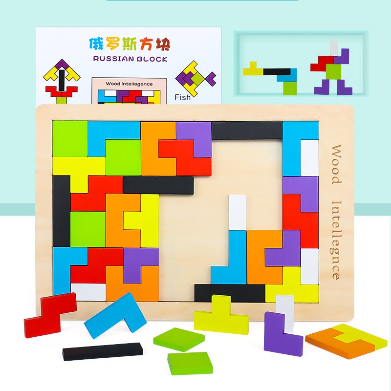 54T Or Magic Dou L Wooden Tetris Puzzle Building Blocks Toys Science And Education Cube Children'S Development Intelligence Toys - Image 1