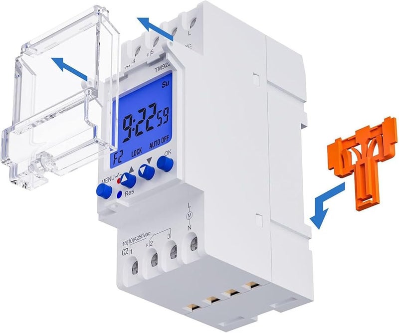 Programmable Digital Timer Switch 7 Days 24 Hours DIN Rail Mount - Image 5