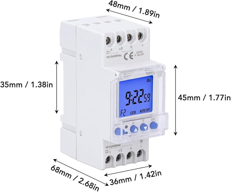 Programmable Digital Timer Switch 7 Days 24 Hours DIN Rail Mount - Image 3
