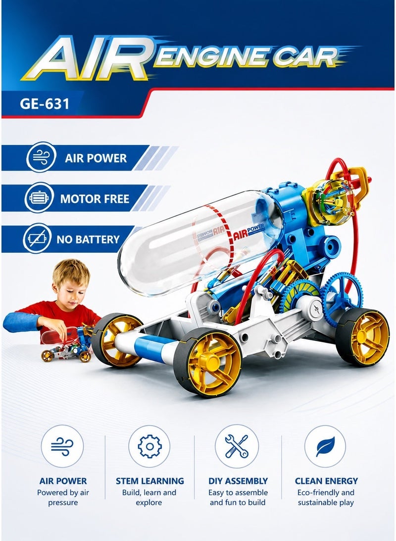 Pro'skit Pro’sKit GE-631 Air Engine Car Kit – DIY STEM Compressed-Air Propulsion Car Toy for Kids 10+ (Battery-Free Eco Car) LED Headlight Gift - Image 3