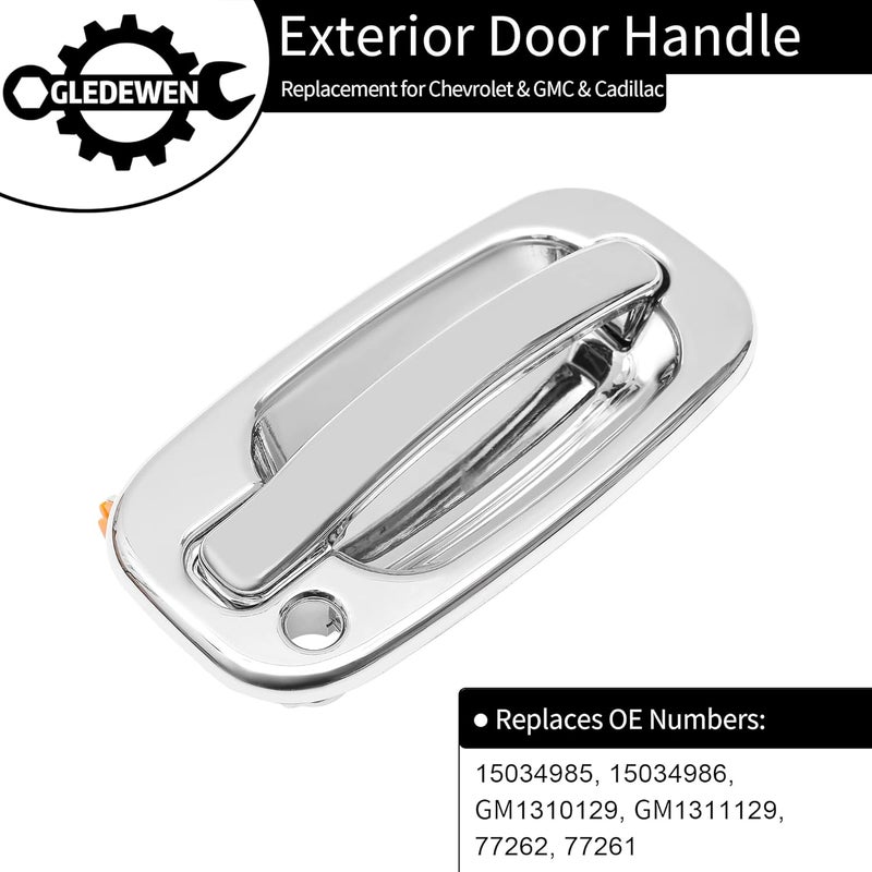 Gledewen Exterior Door Handles, All Chrome, Compatible with 1999-2007 Chevy Silverado Suburban Tahoe Avalanche, GMC Sierra Yukon, Cadillac Escalade, Front Left & Right Side | Replaces# 15034985, 15034986 Daily life matching design - Image 3