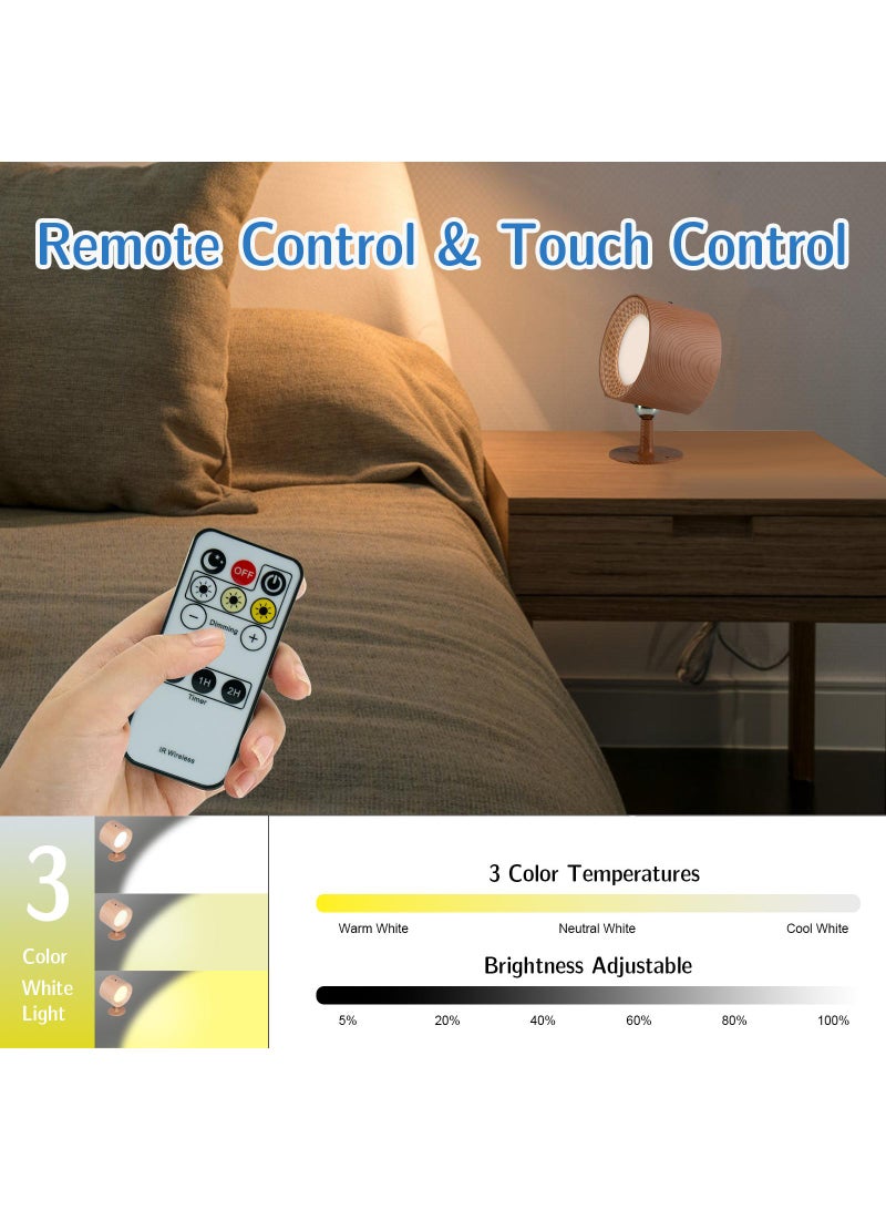 Y&D Wall Mounted Lights, RGB Wall Sconces Lamp Rechargeable Battery Operated, 3 Color Temperatures & Dimmable Magnetic 360° Rotation Cordless Light for Bedroom Living Room 2pcs  - Image 4