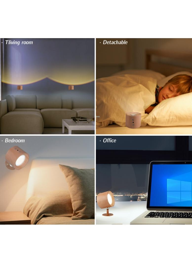 Y&D Wall Mounted Lights, RGB Wall Sconces Lamp Rechargeable Battery Operated, 3 Color Temperatures & Dimmable Magnetic 360° Rotation Cordless Light for Bedroom Living Room 2pcs  - Image 5
