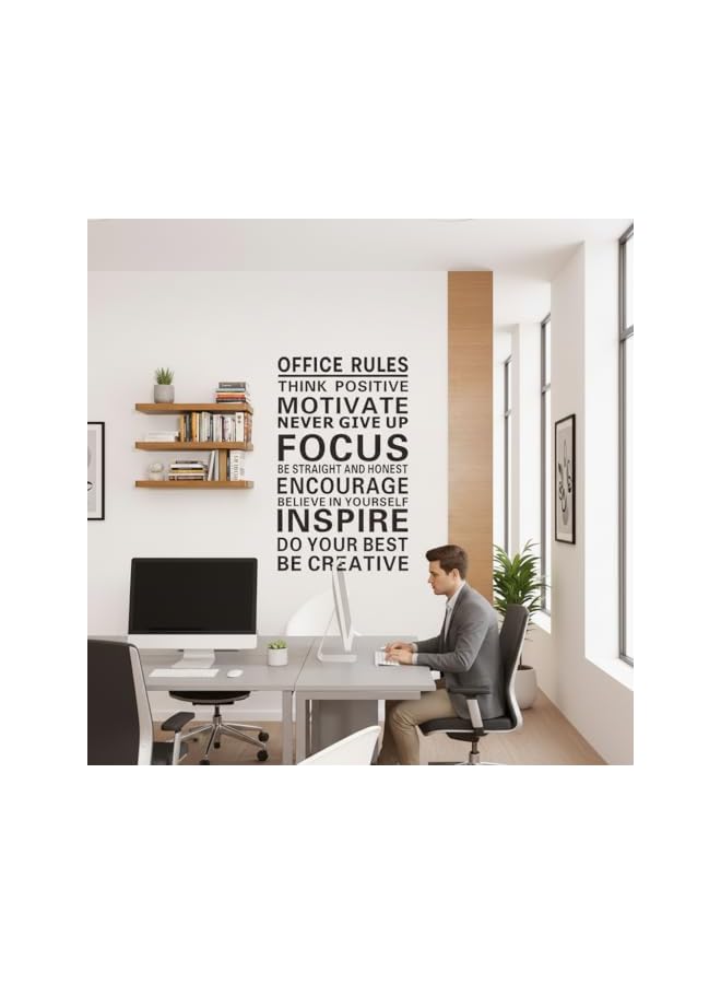 S-TOP Office Rules Wall Decal | Removable Vinyl Wall Sticker with Inspirational Quotes | DIY Wall Art for Office, Bedroom & Home Decoration - Image 2