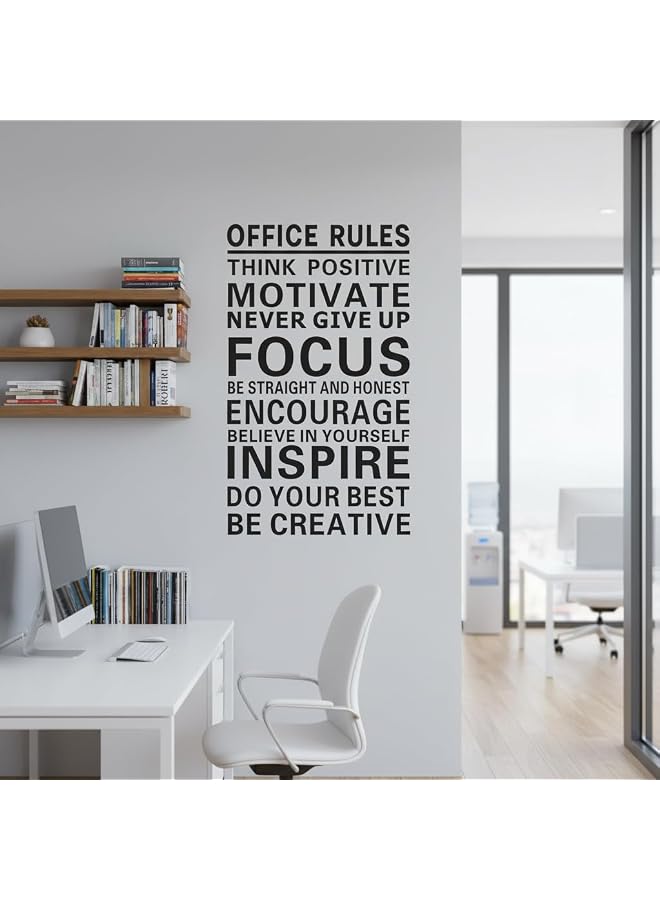S-TOP Office Rules Wall Decal | Removable Vinyl Wall Sticker with Inspirational Quotes | DIY Wall Art for Office, Bedroom & Home Decoration - Image 1