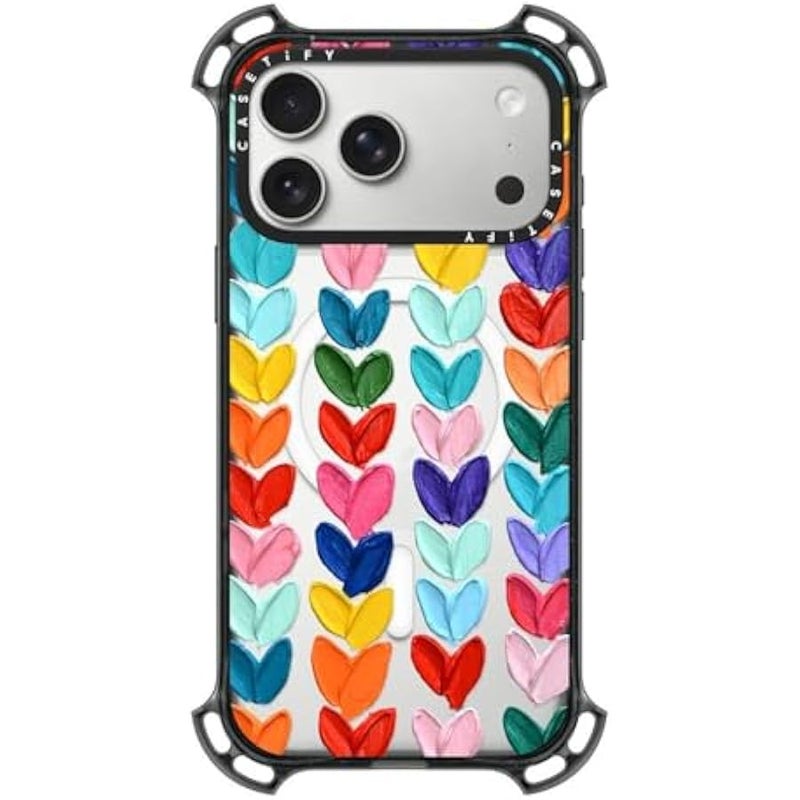 Casetify Bounce iPhone 17 Pro Max Case 【Shockproof/Compatible with Magsafe / 21.3 ft. 7X Military Grade Drop Protection】 - Clear Polka Daub Hearts - Clear Black - Image 1