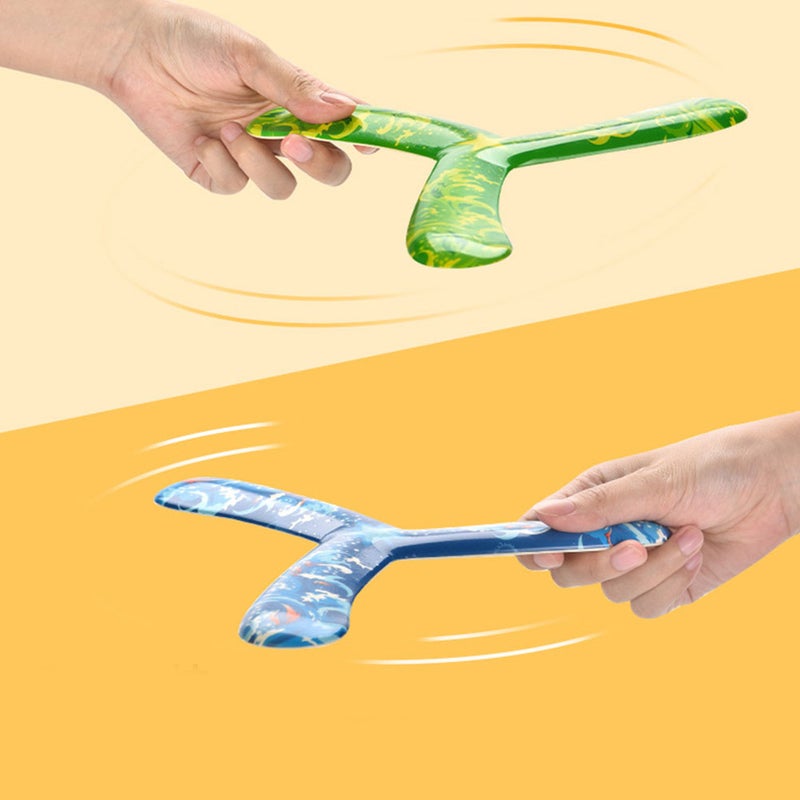 🧸 لعبة طائرة بوميرانج للاستخدام الخارجي تصميم بسيط لون أصفر ٤ قطع - Image 4