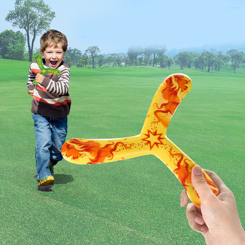 🧸 لعبة طائرة بوميرانج للاستخدام الخارجي تصميم بسيط لون أصفر ٤ قطع - Image 2