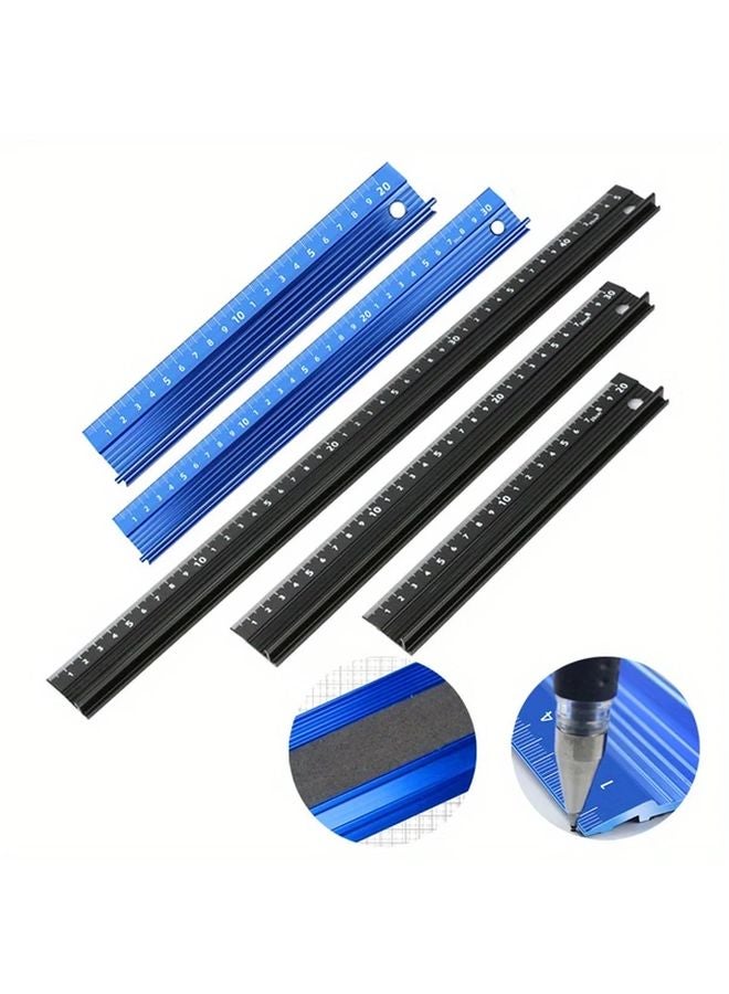 11 81 Inch Blue Aluminum Alloy Ruler Anti Slip Grip Laser Calibrated Scale - Image 2