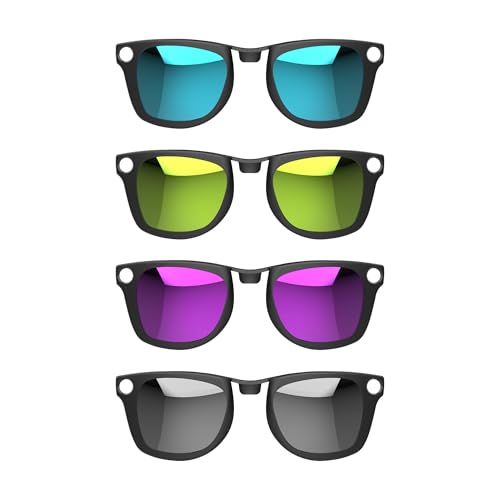 HIBLOKS هيدبلوك 4 قطع مشبك مت polarized لراي بان ميتا وايفرر وجن 2 (RW4006/RW4012 عادي 50-22)، مشبك تغيير اللون لمت وايفرر جن 2 لحماية عينيك، أنيق وعصري (فضي+أزرق+أصفر+بنفسجي) - Image 1