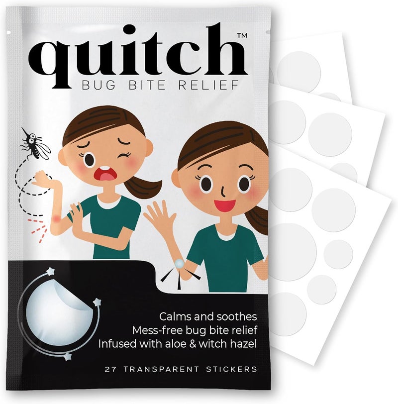 Quitch Bug Bite Itch Relief Patch - 27 Count, Natural Aloe & Witch Hazel Formula for Kids - Image 1