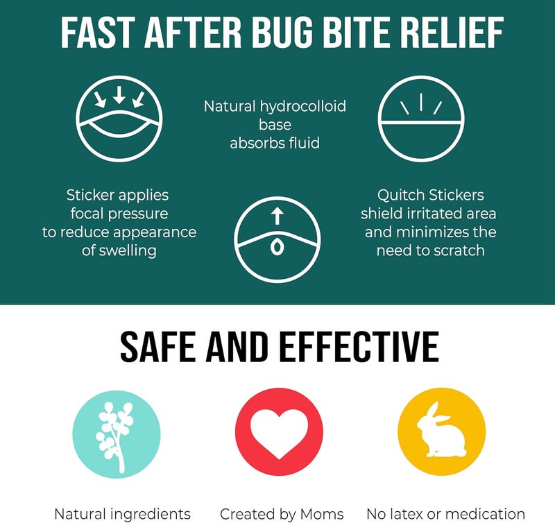 Quitch Bug Bite Itch Relief Patch - 27 Count, Natural Aloe & Witch Hazel Formula for Kids - Image 3