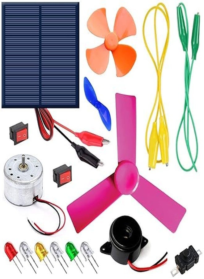 SP Electron Combo Pack of Solar DIY Project Learning Beginner kit with Easy Connection Leads, Motor, Light, Fan, Buzzer etc with Instruction Manual