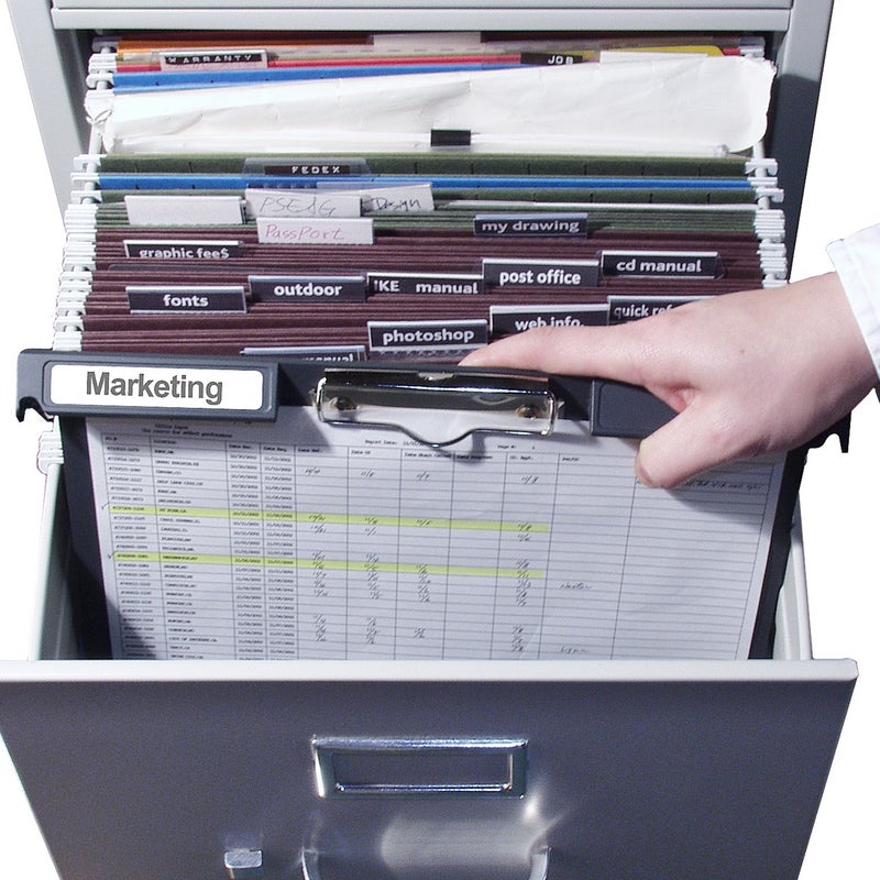 Officemate أوفيس ميت 83040 مشبك وملف بتصميم أفقي، سعة 1"، يحمل 8 1/2 x 11، بلاستيك، رمادي غامق (83040) - Image 2