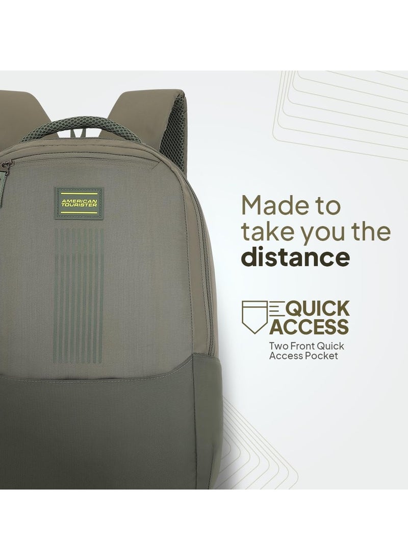 AMERICAN TOURISTER American Tourister New Bounce Style 01, 27L Volume College Backpack with Front Organizer and Spacious Interiors for Men & Women - Olive  - Image 2