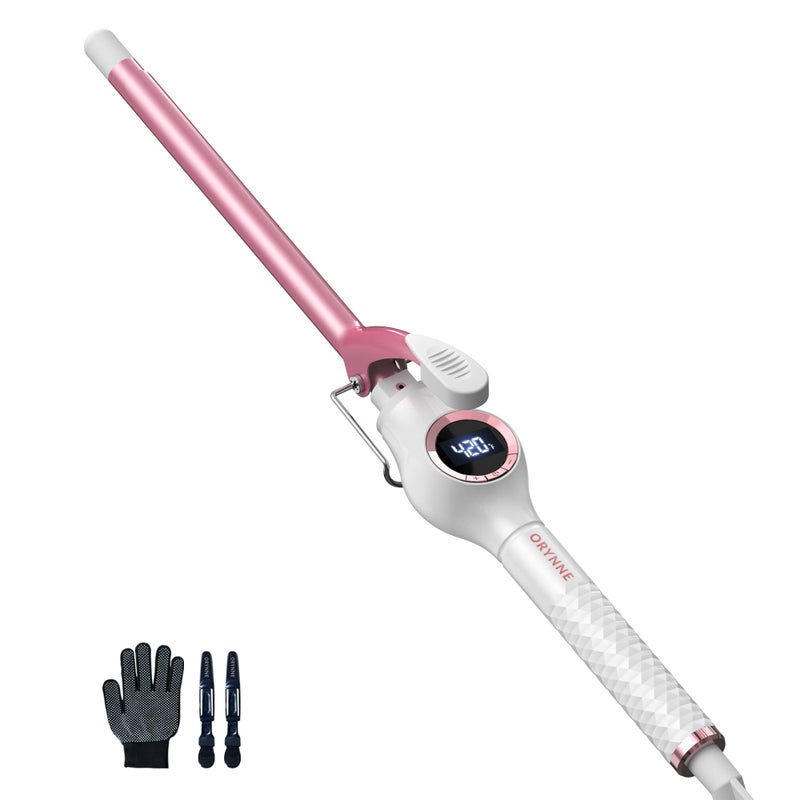 ORYNNE 12 Inch Curling Iron Wand Ceramic Small Barrel Curling Iron for Tight Curls Half Inch Tiny Curling Wand for Short Long Hair Heat Up Fast Digital Temp Control