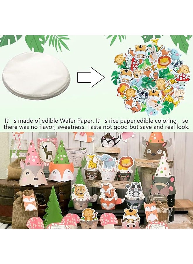 60Pcs Edible Wafer Paper Wildlife Theme Cake Decoration, 12 Different Animal Pattern Cakes Decorations, Jungle Safari Themed Party Baby Shower or Birthday Party, Sugar-Free Birthday Party Supplies  - Image 2