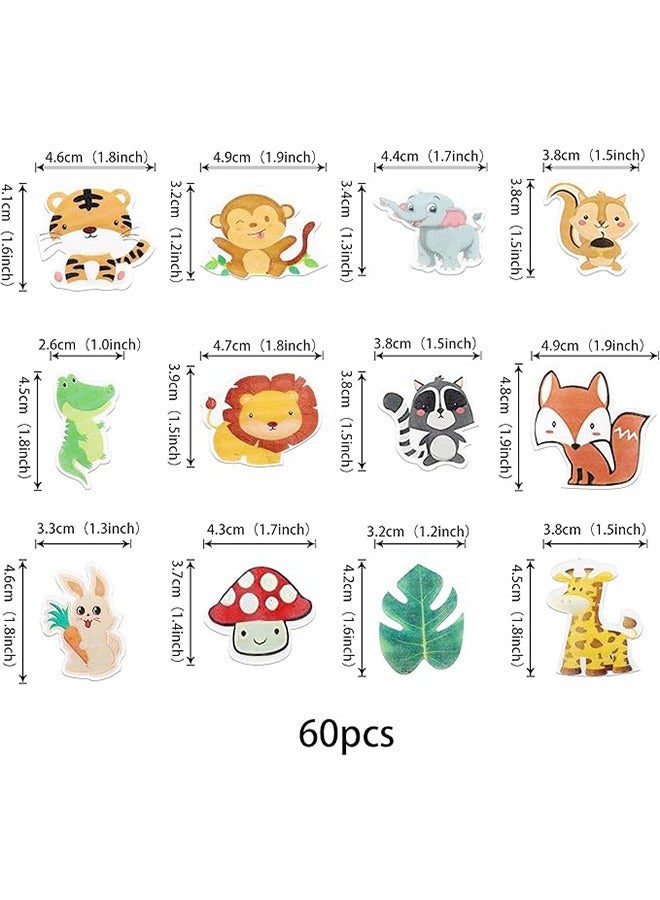 60Pcs Edible Wafer Paper Wildlife Theme Cake Decoration, 12 Different Animal Pattern Cakes Decorations, Jungle Safari Themed Party Baby Shower or Birthday Party, Sugar-Free Birthday Party Supplies  - Image 3